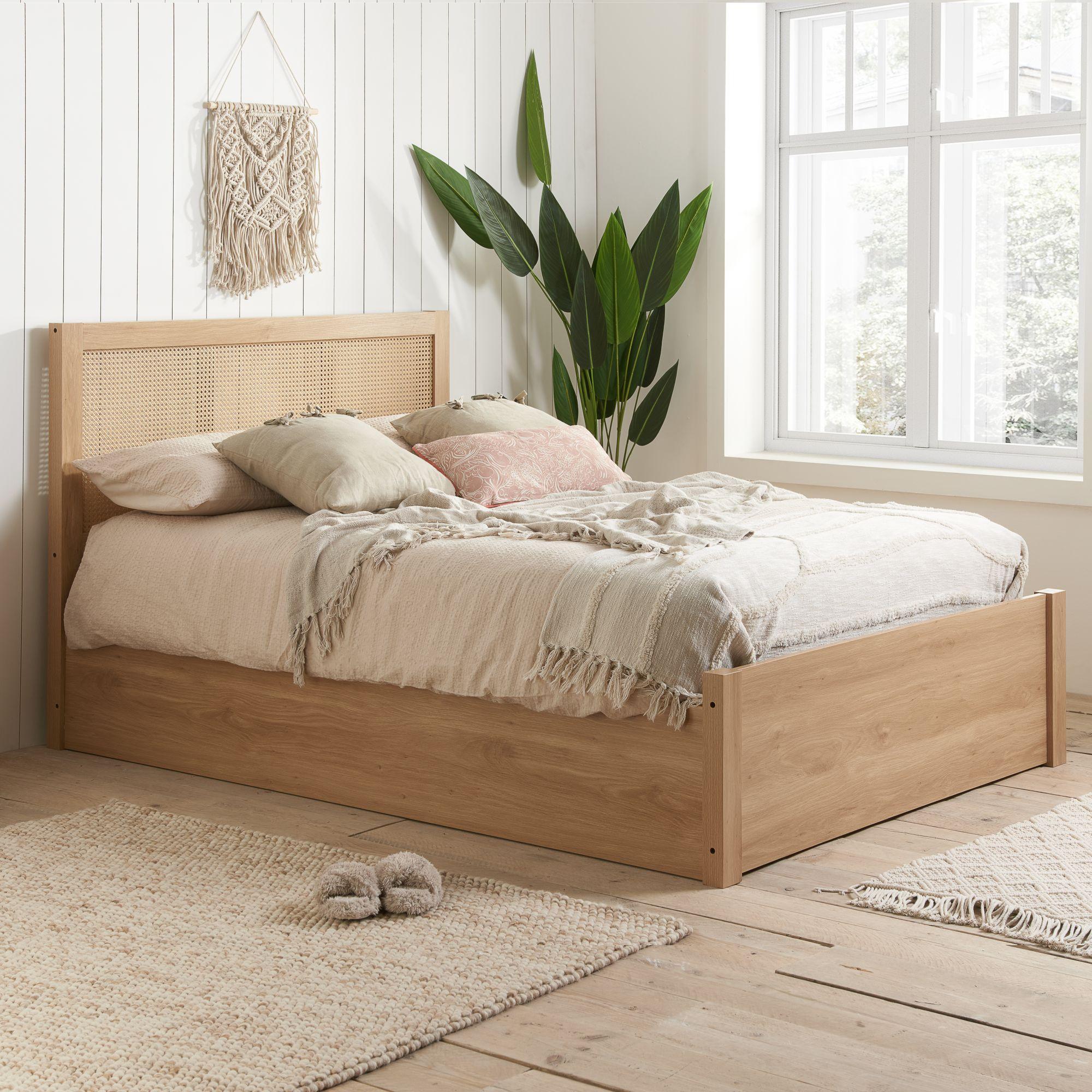 Croxley Oak Rattan Ottoman Storage Bed - Sizes Availabe