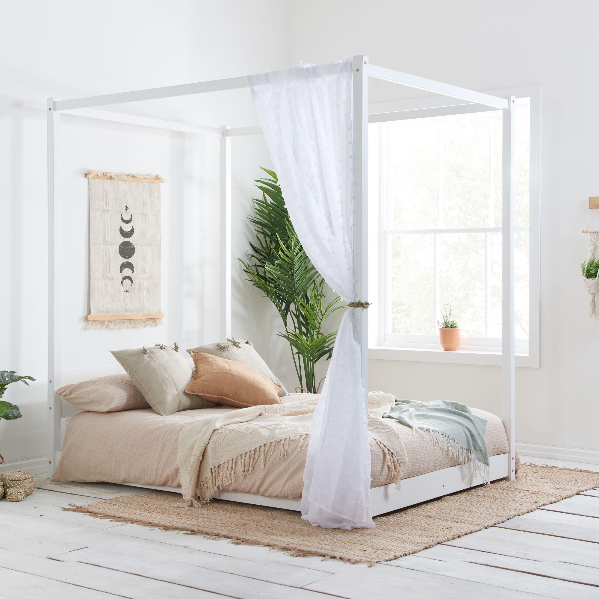 Darwin White Wooden Four Poster Bed - Sizes Available