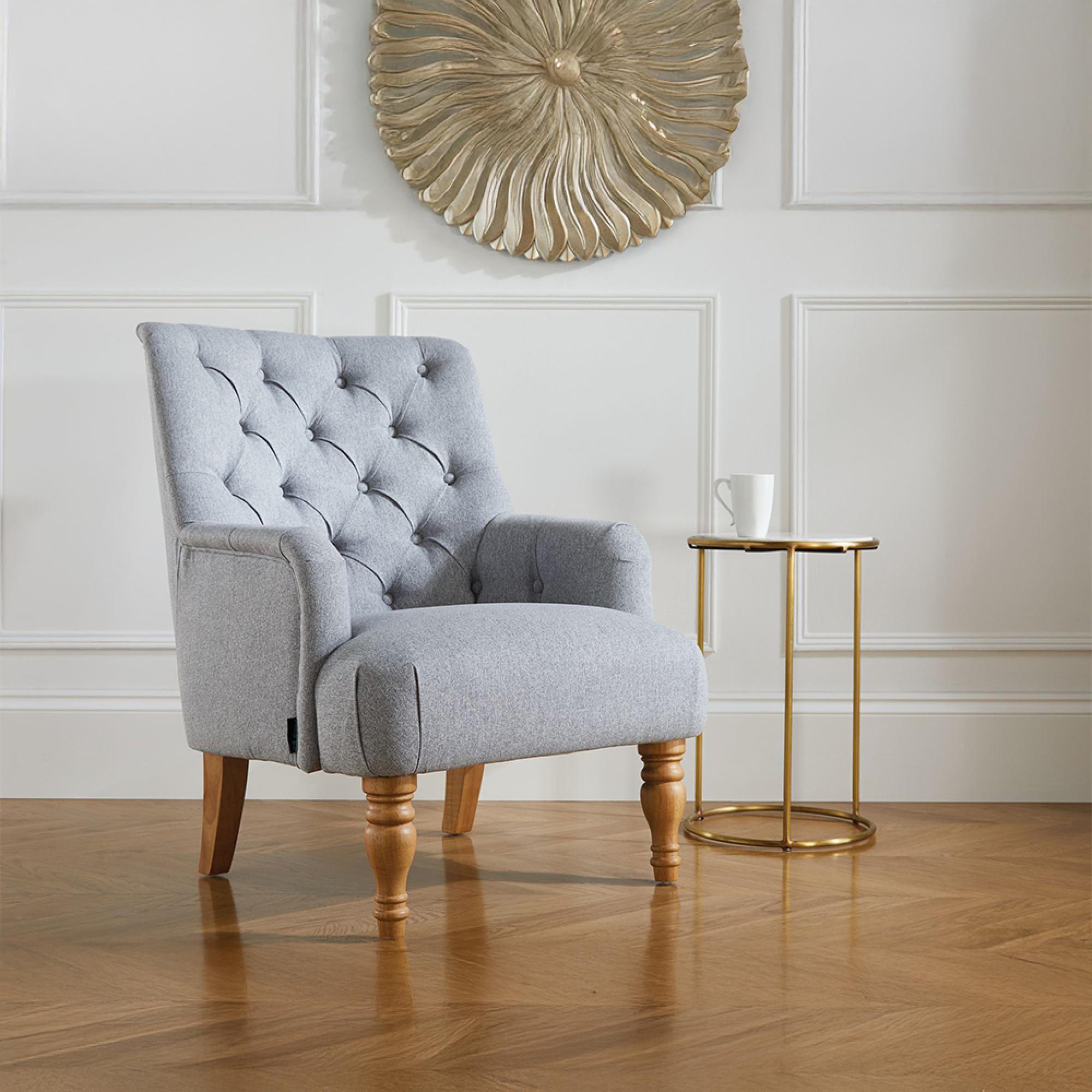 Padstow Grey Fabric Highback Armchair