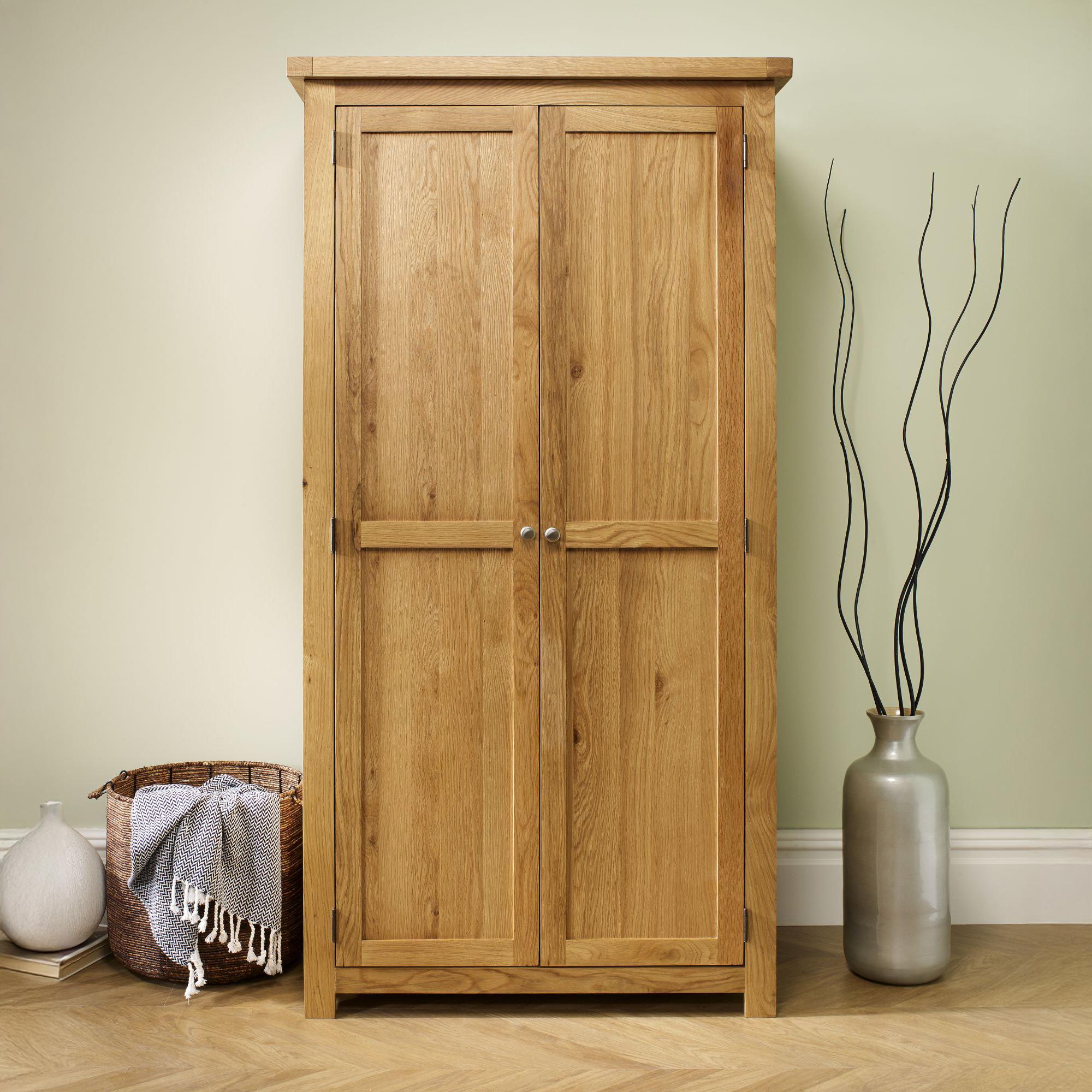 Woburn Rustic Oak Plain 2 Door Wardrobe