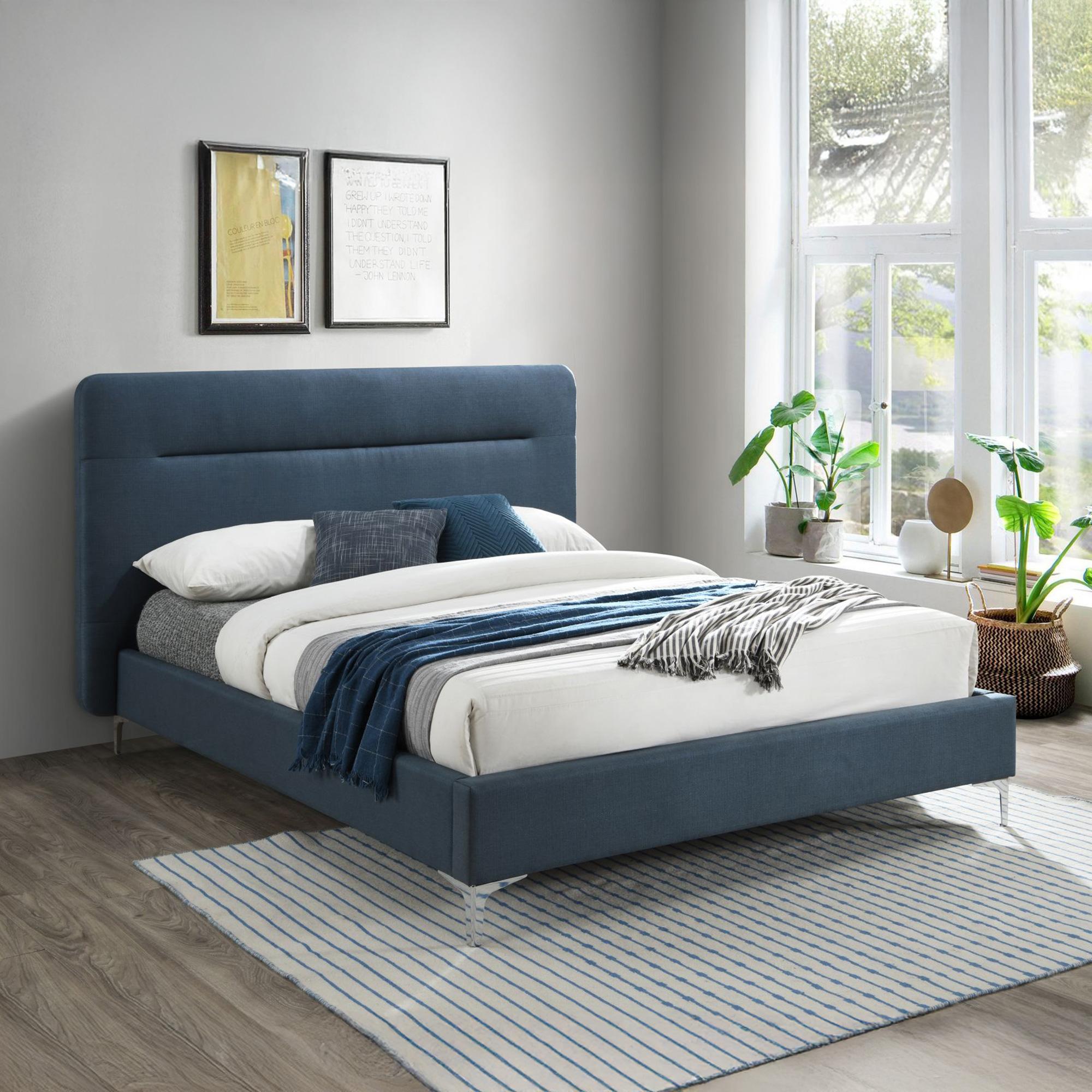 Finn Steel Blue Fabric Bed - Sizes Available