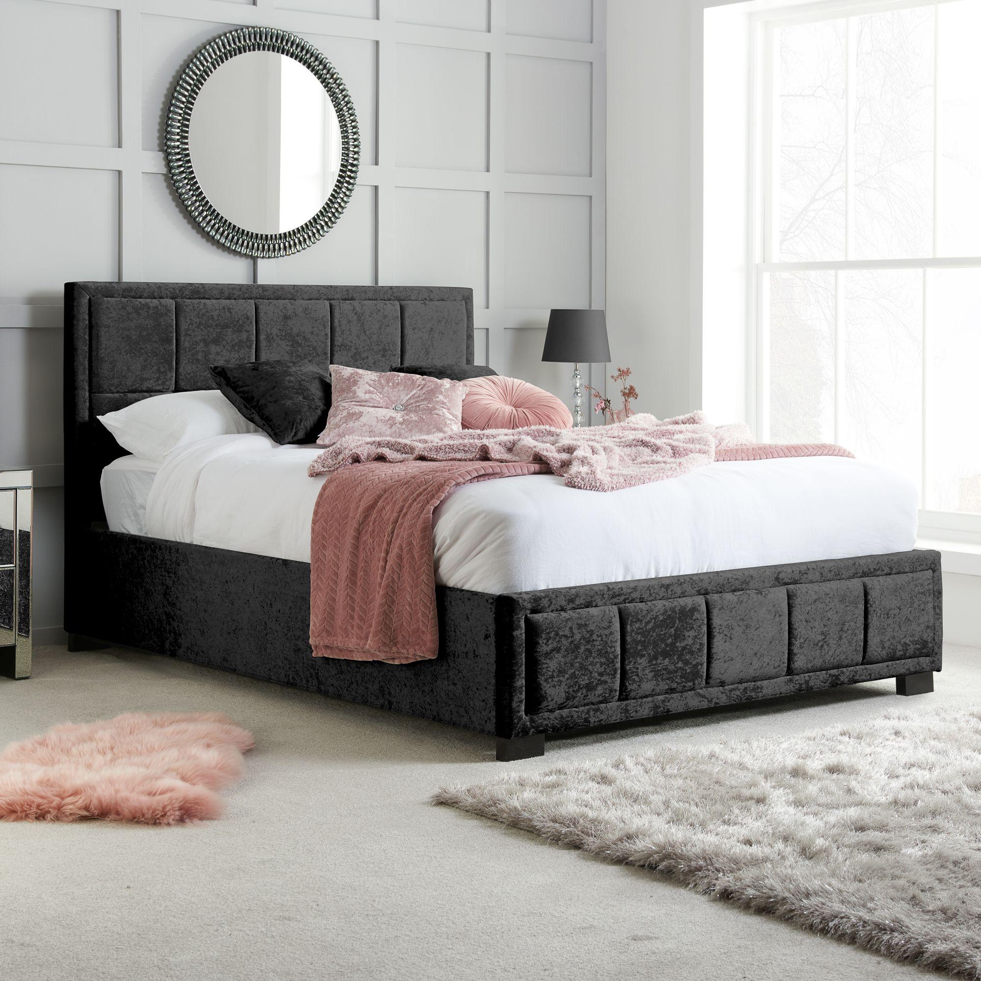 Hannover Black Velvet Fabric Bed - Sizes Available