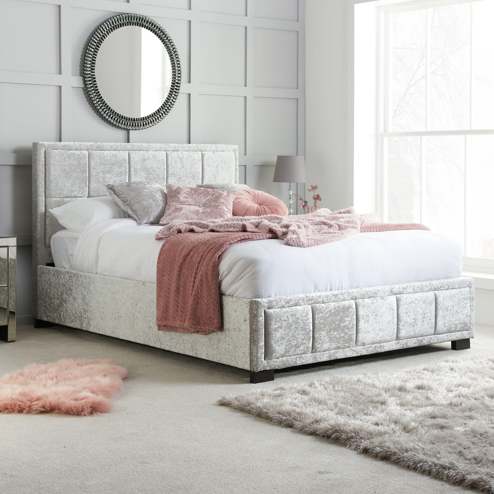 Hannover Steel Velvet Fabric Bed - Sizes Available
