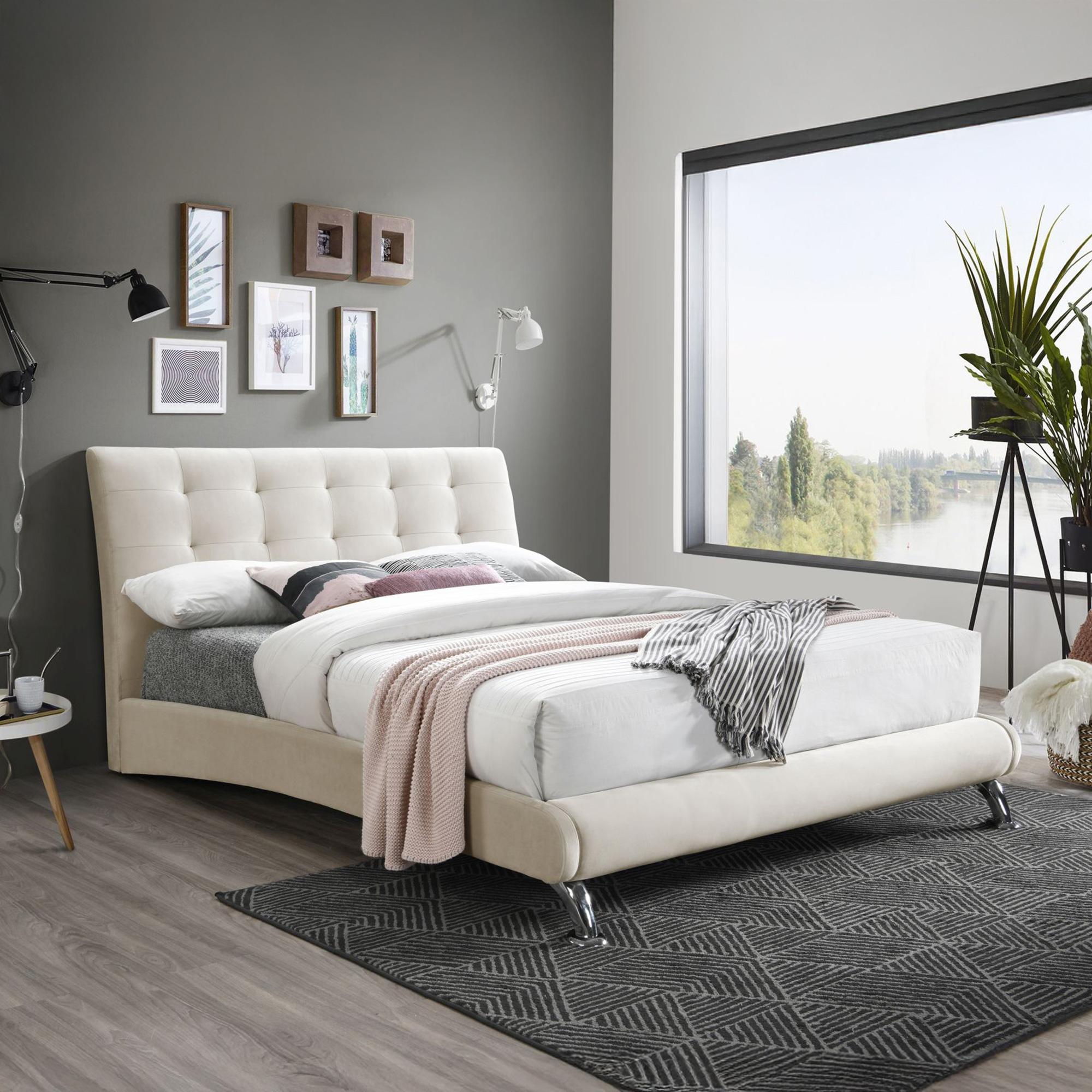 Hemlock Warm Stone Fabric Bed - Sizes Available