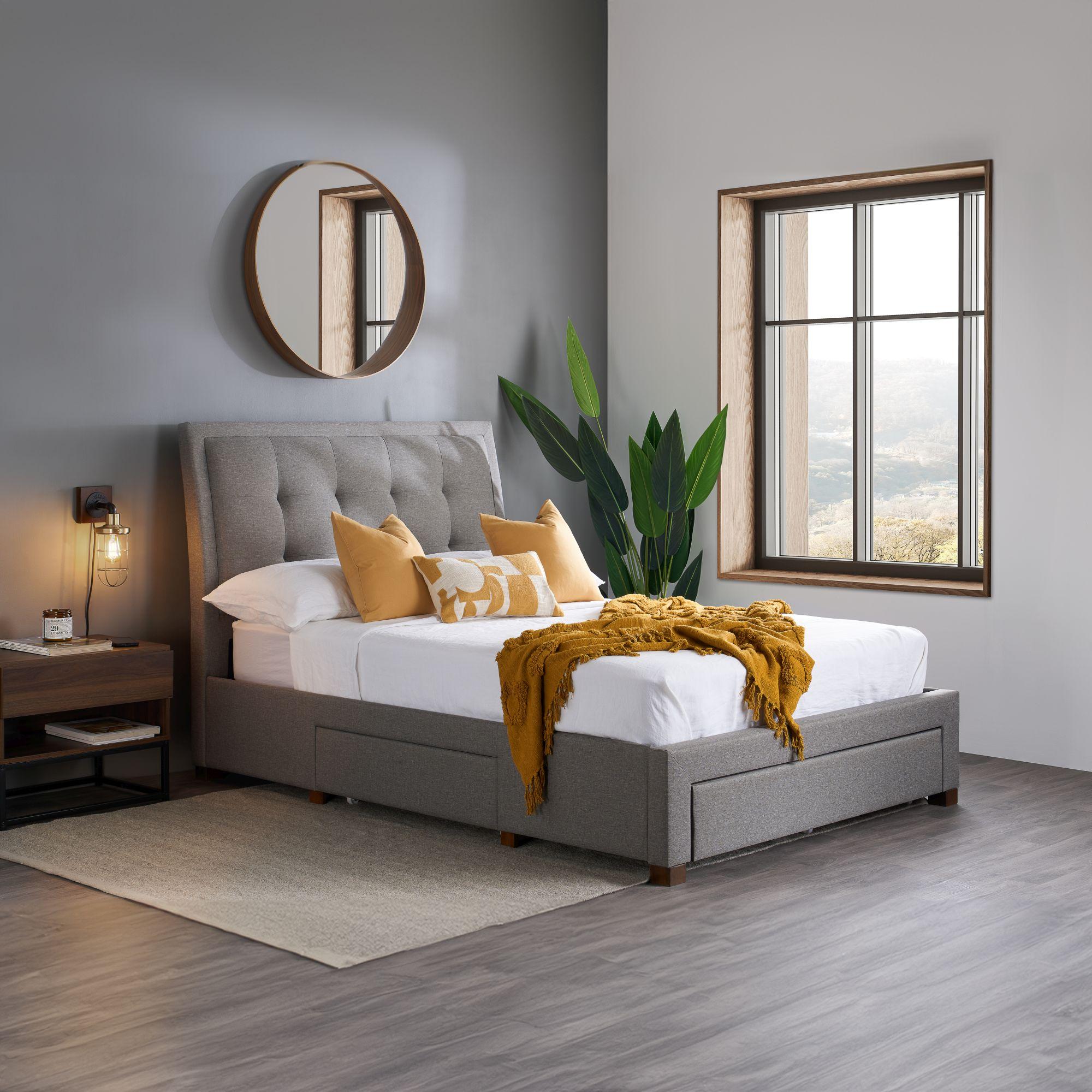 Shelby Grey Fabric Bed - Sizes Available