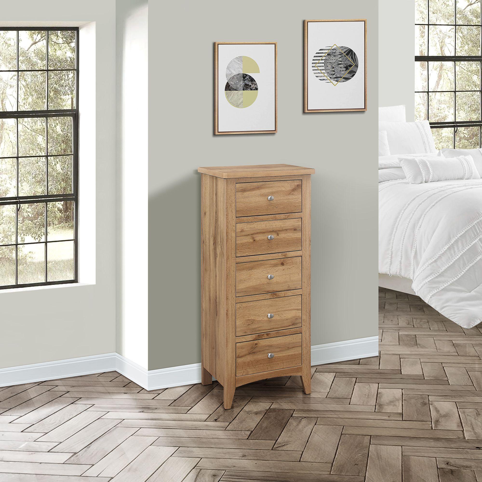 Hampstead Rustic Oak Effect Tall 5 Drawer Chest