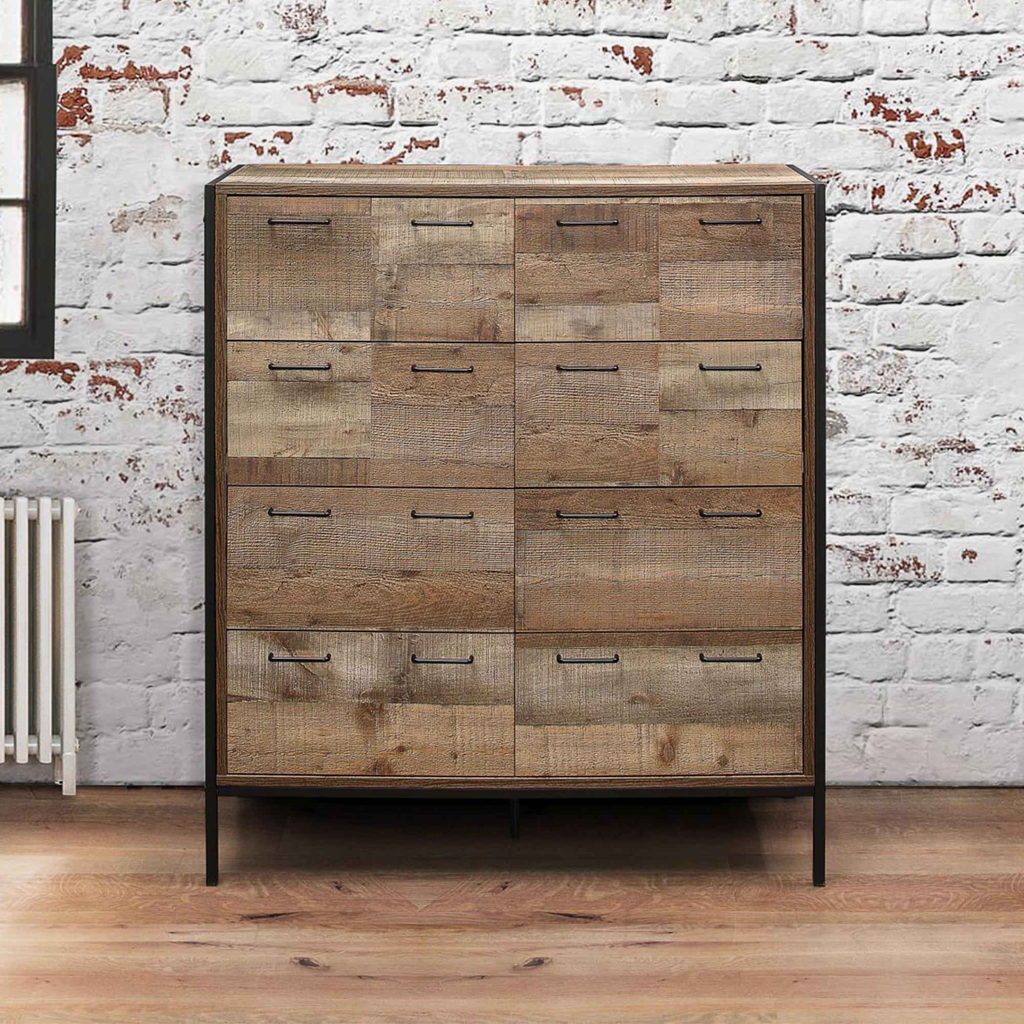 Urban Rustic Wood Effect Industrial Style Multi Drawer Chest