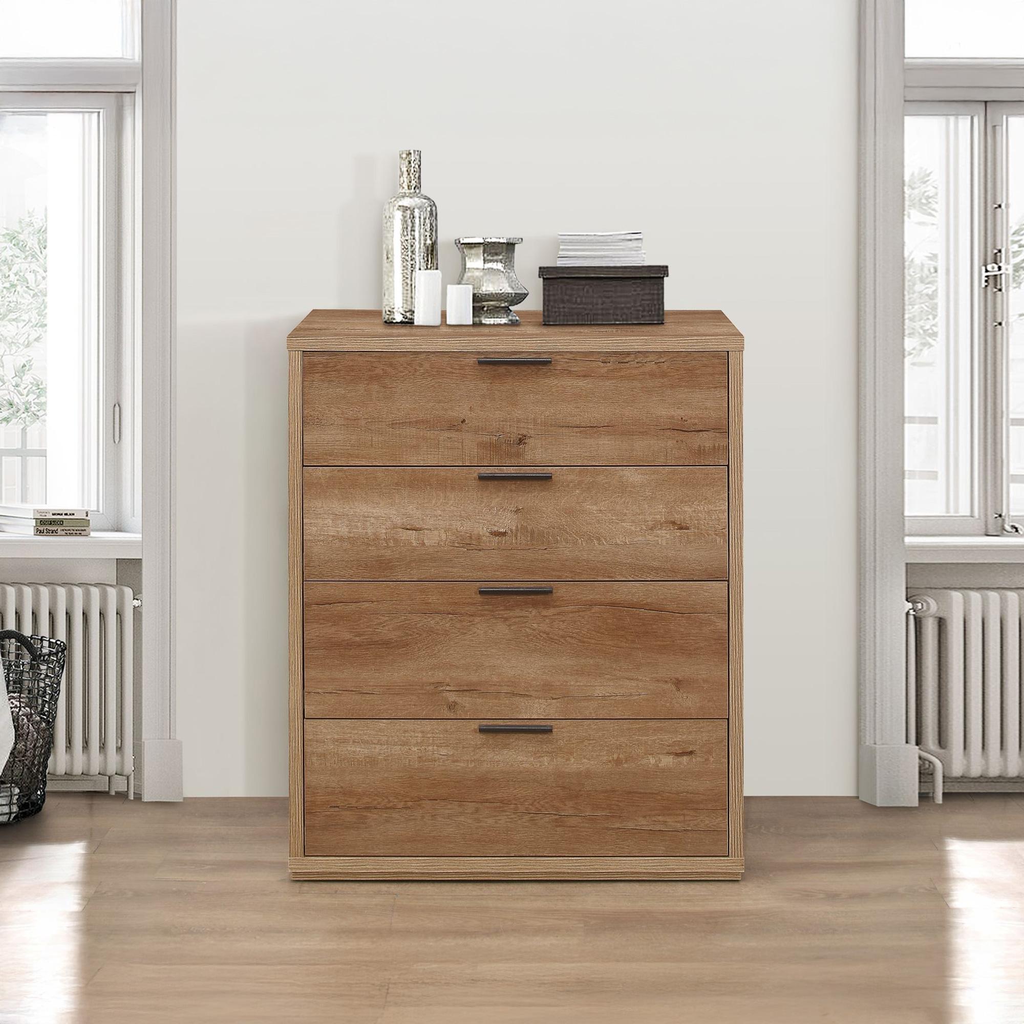 Stockwell Rustic Oak Effect 4 Drawer Chest