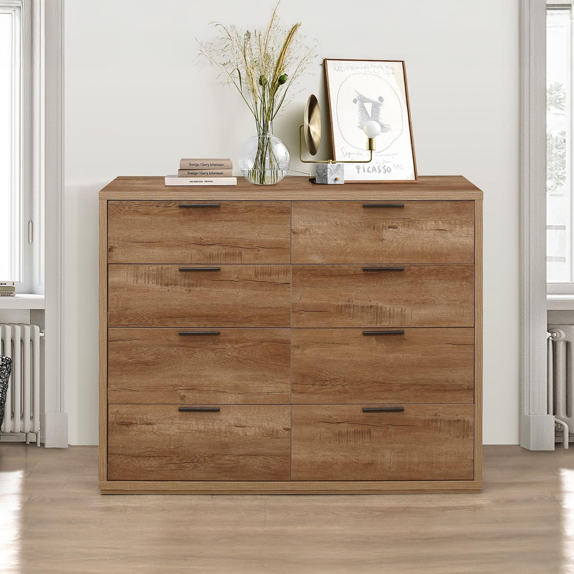 Stockwell Rustic Oak Effect 8 Drawer Chest