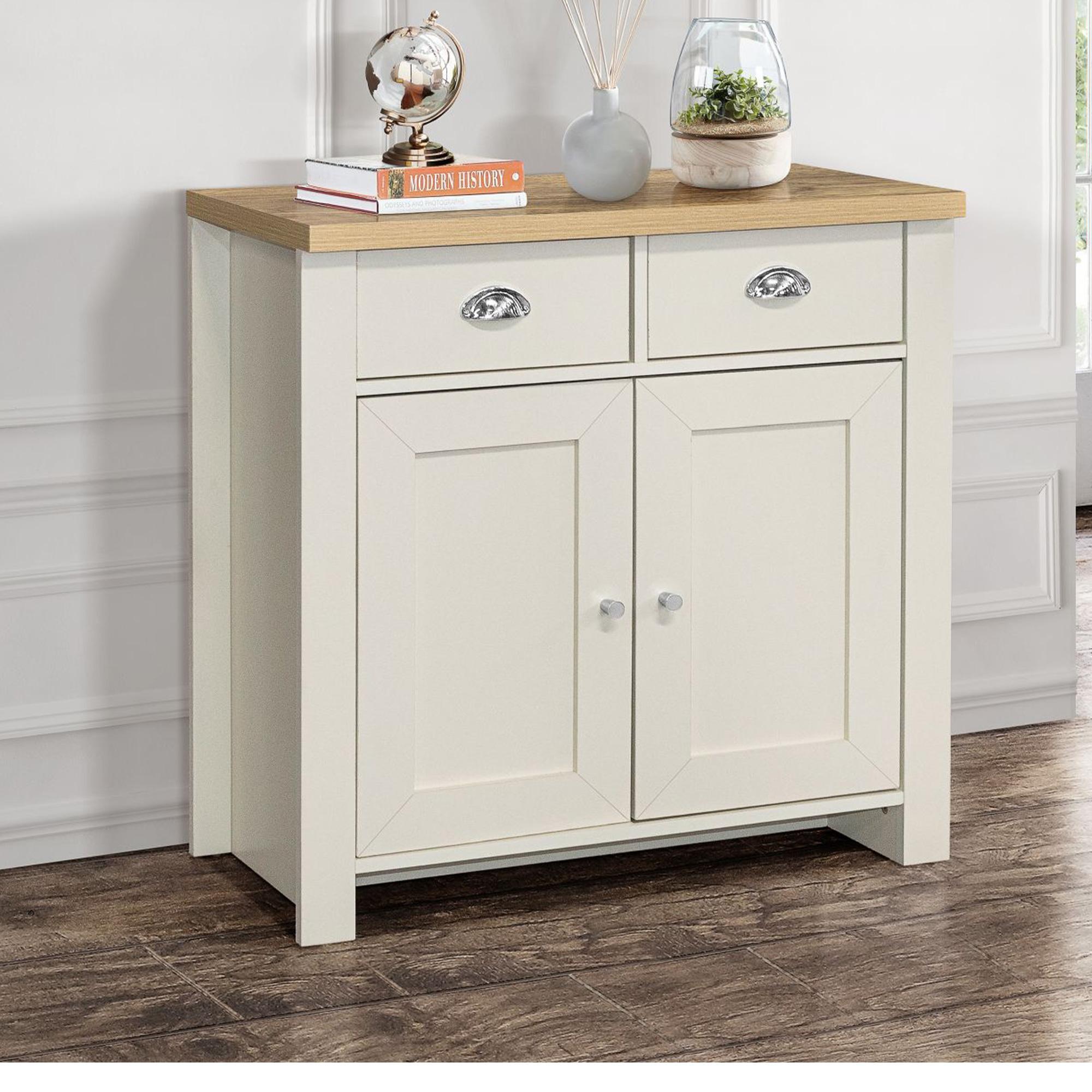 Highgate Cream and Oak Effect Small Sideboard - 2 Doors