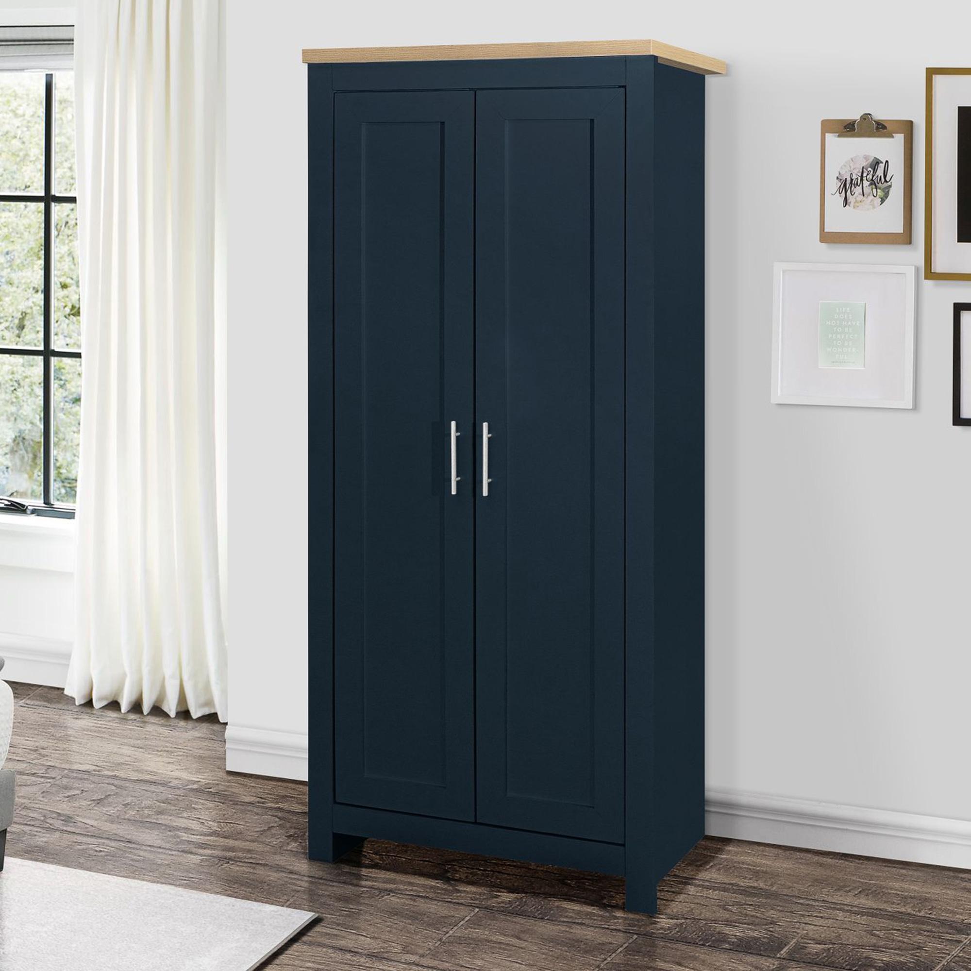 Highgate Blue and Oak Effect Wardrobe - 3 Doors