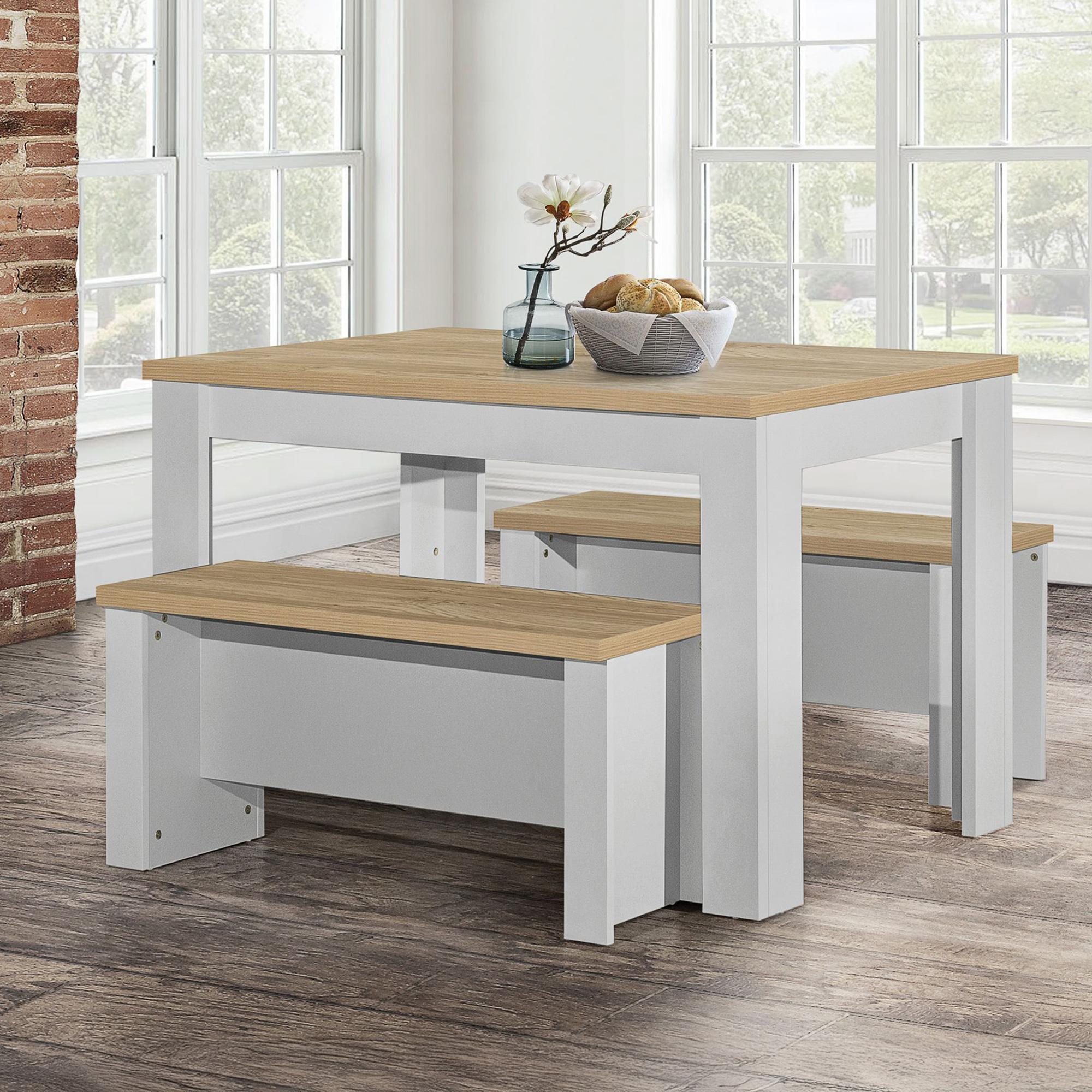 Highgate Grey Painted Dining Set with 2 Bench