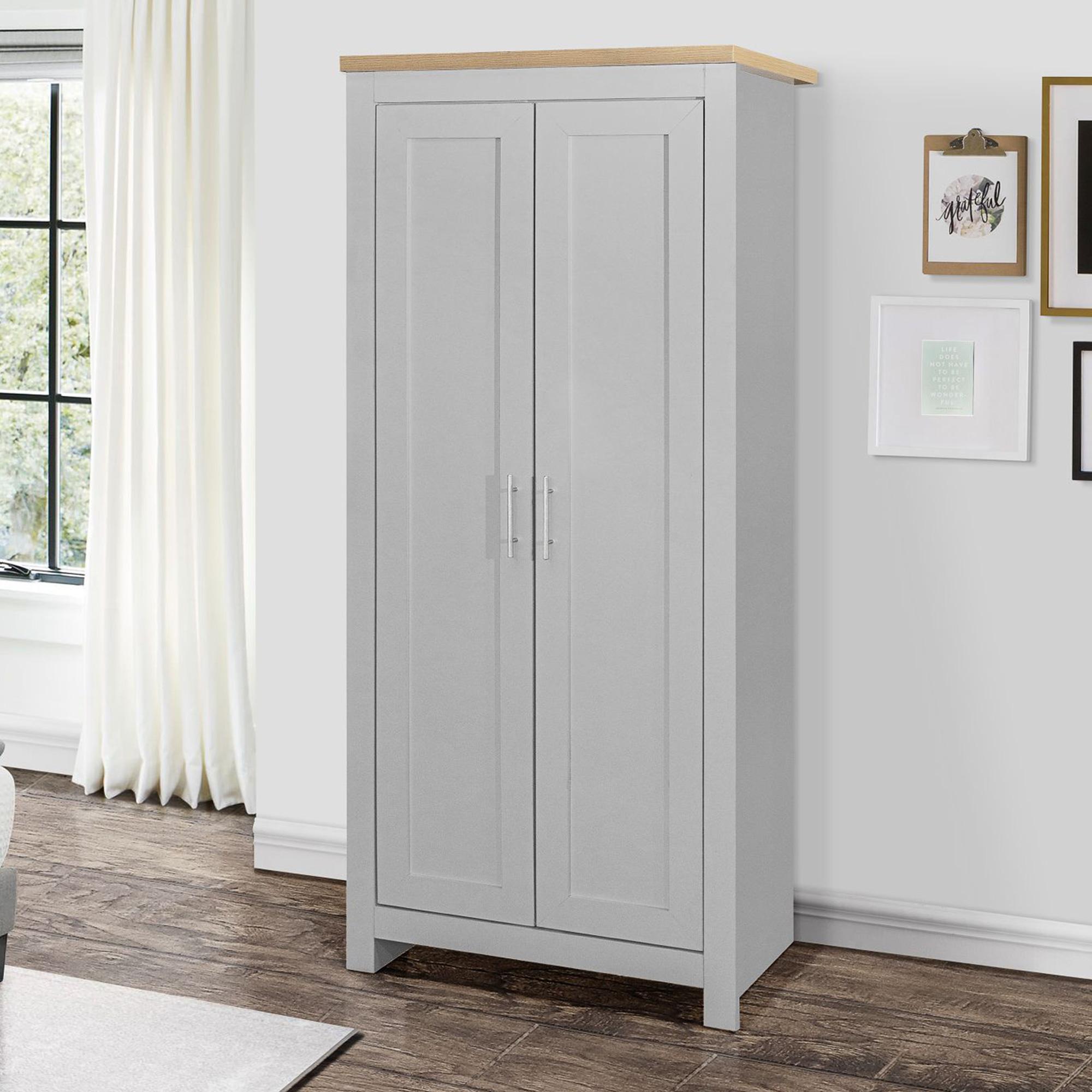 Highgate Grey and Oak Effect Wardrobe - 3 Doors