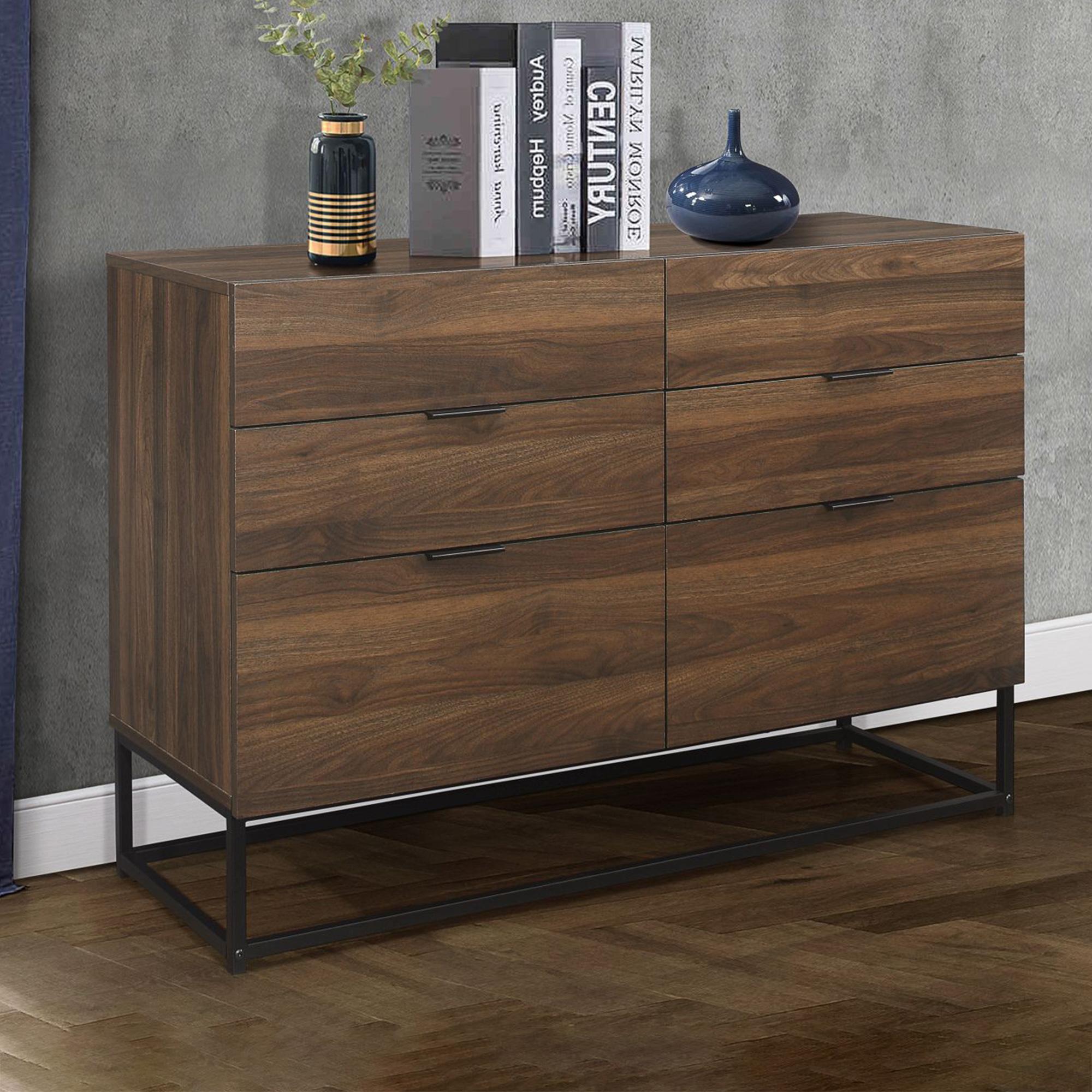 Houston Walnut 6 Drawer Wide Chest