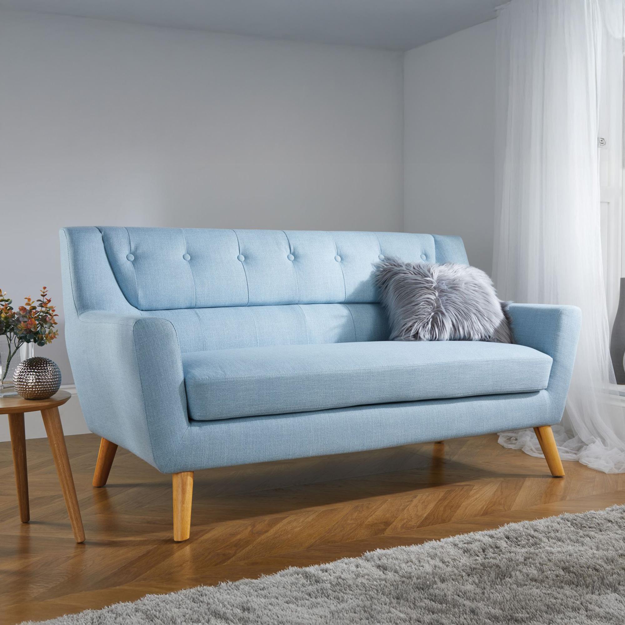 Lambeth Blue Fabric 3 Seater Sofa