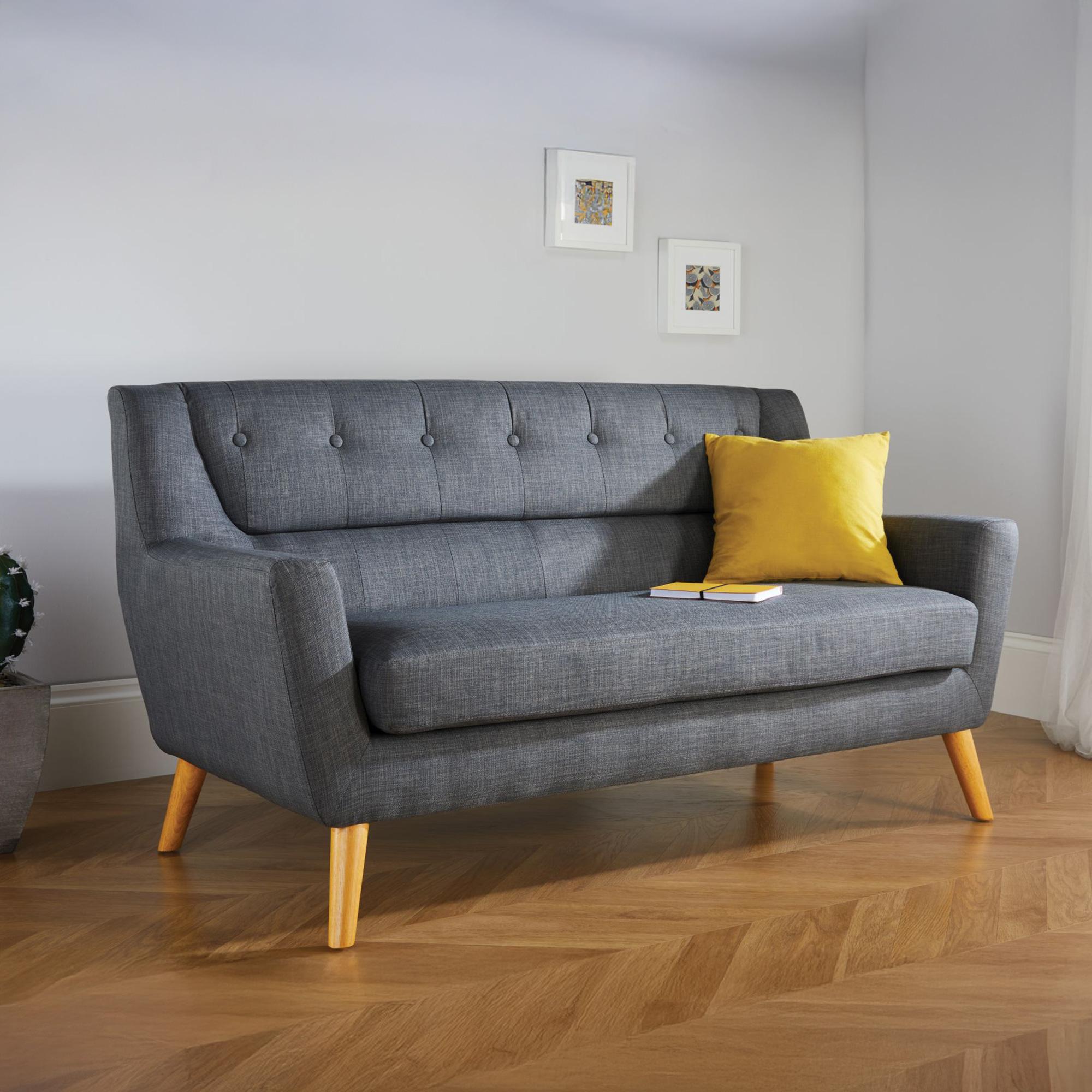 Lambeth Grey Fabric 3 Seater Sofa