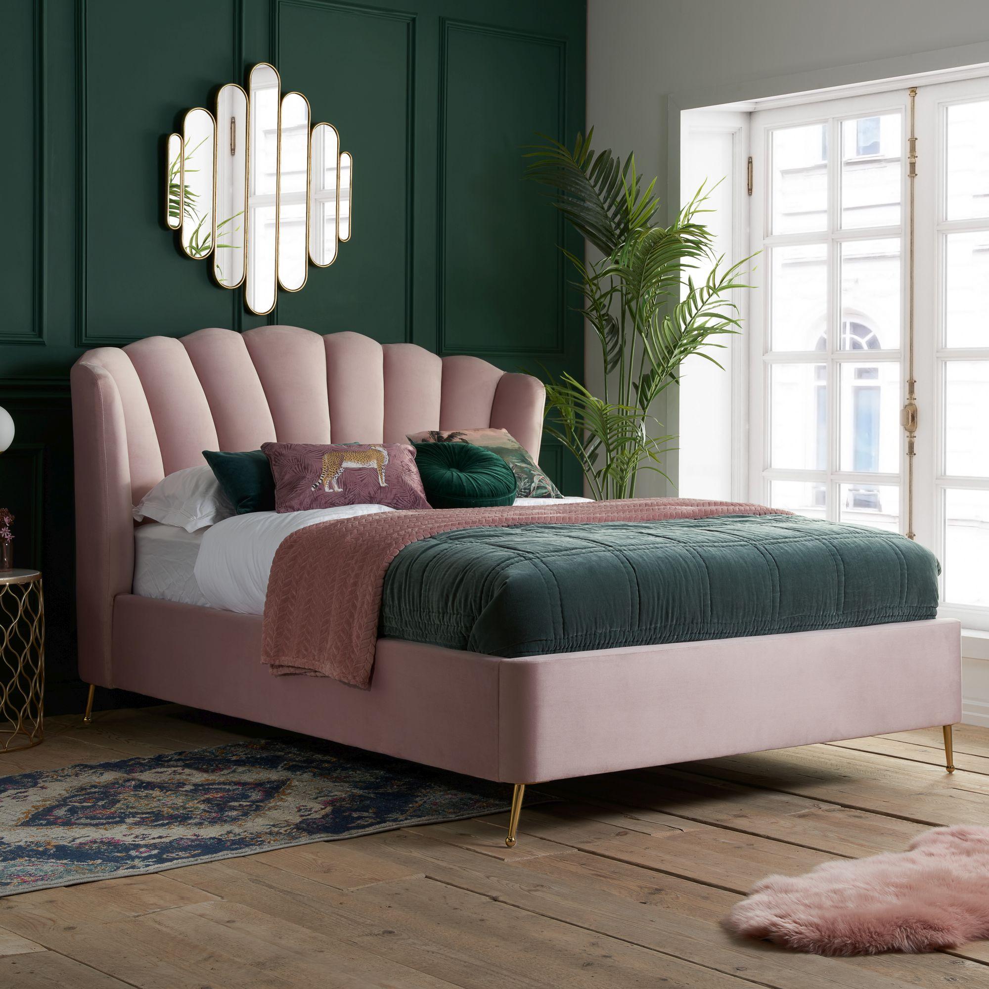 Lottie Pink Fabric 5ft King Size Ottoman Storage Bed