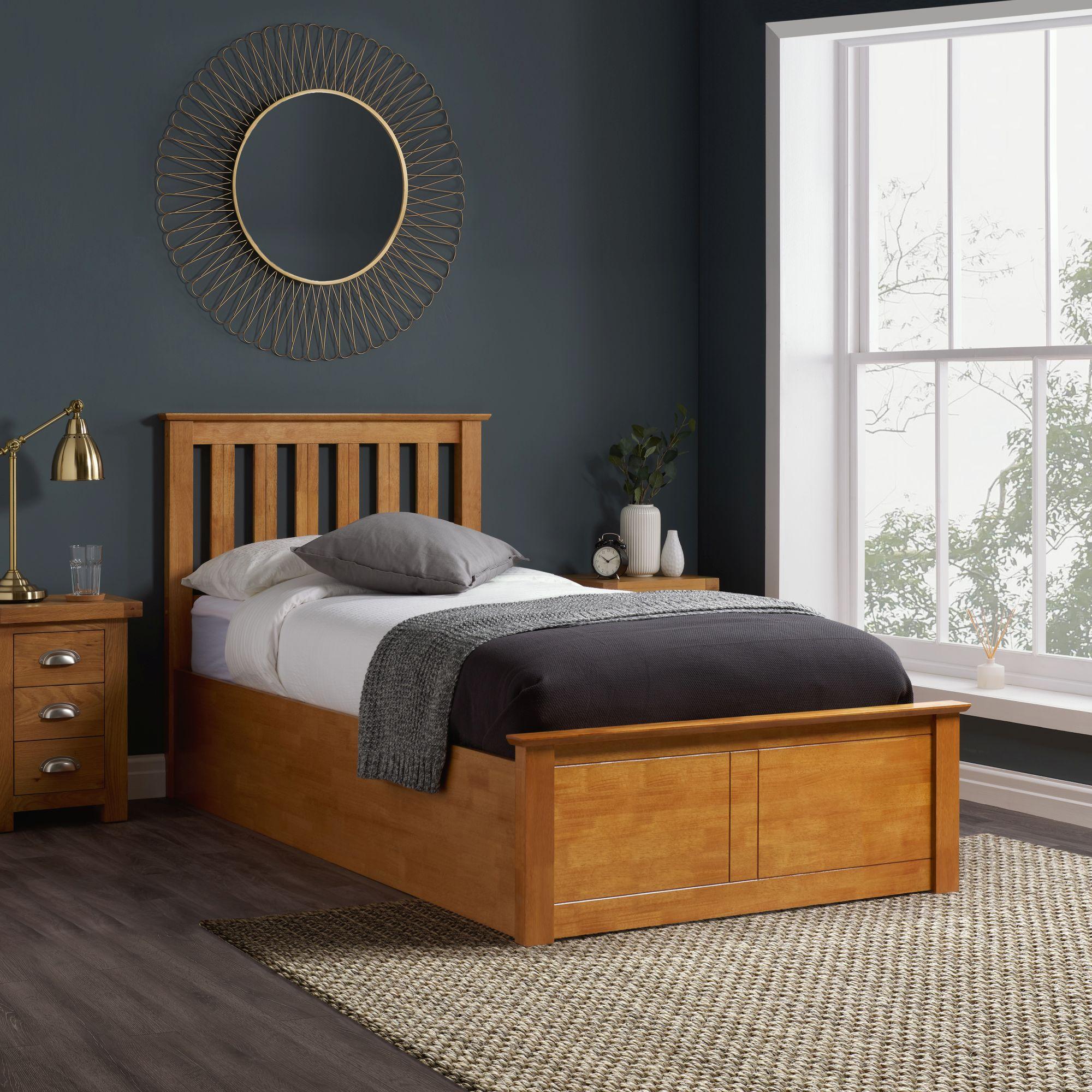 Phoenix Oak Effect Ottoman Storage Bed - Sizes Available