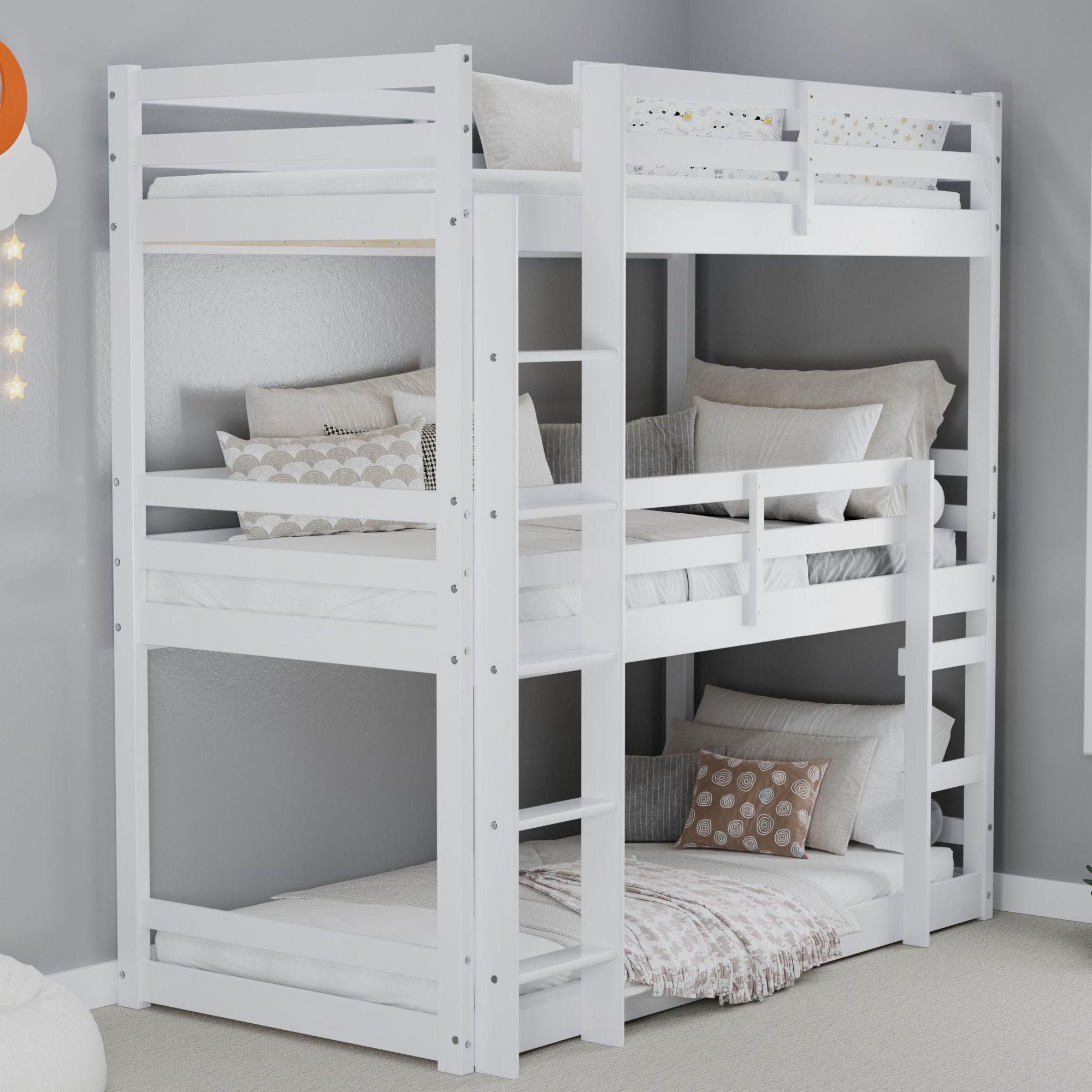 Tressa Kids White Wood Triple Bunk Bed
