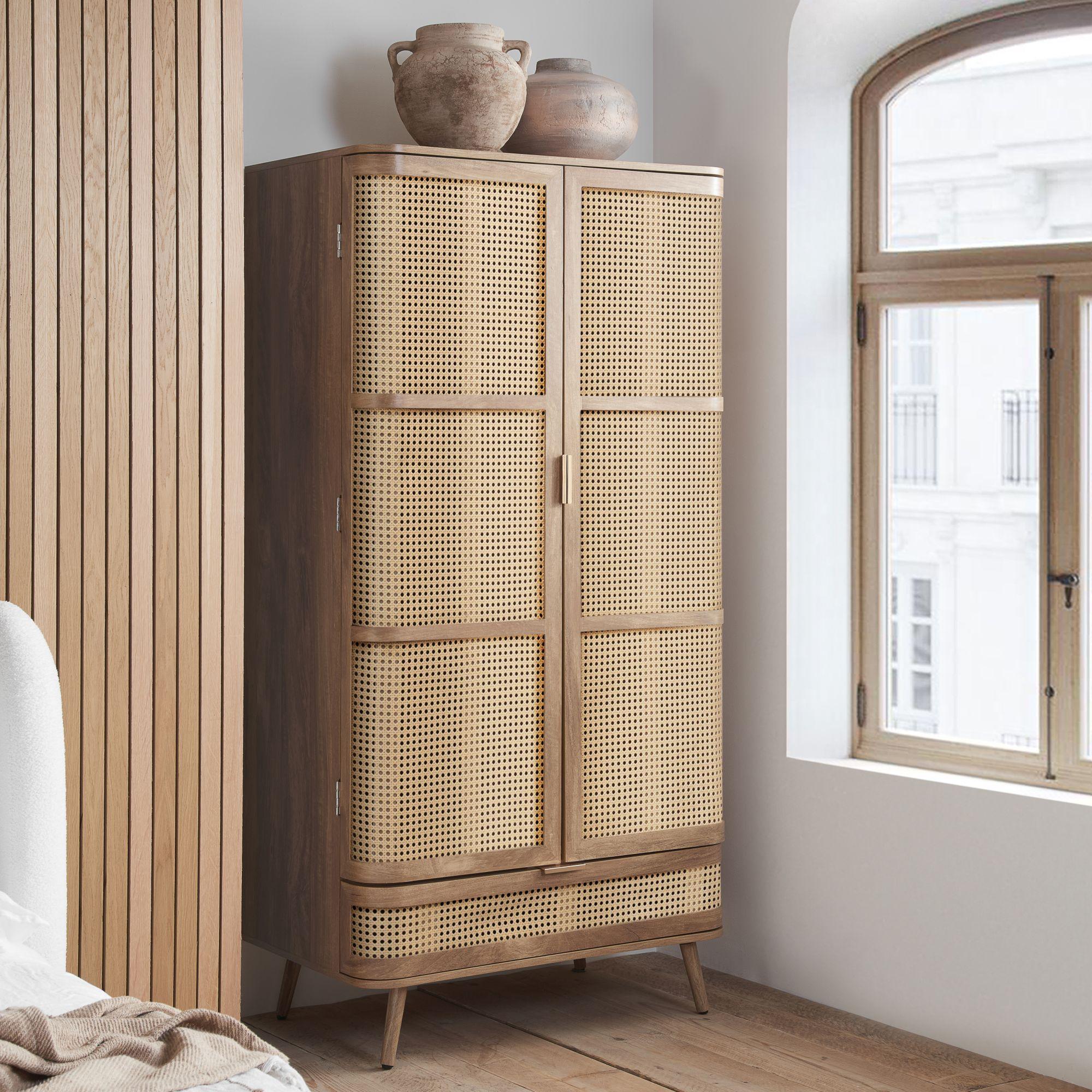Noah Rattan Wood 2 Door Wardrobe