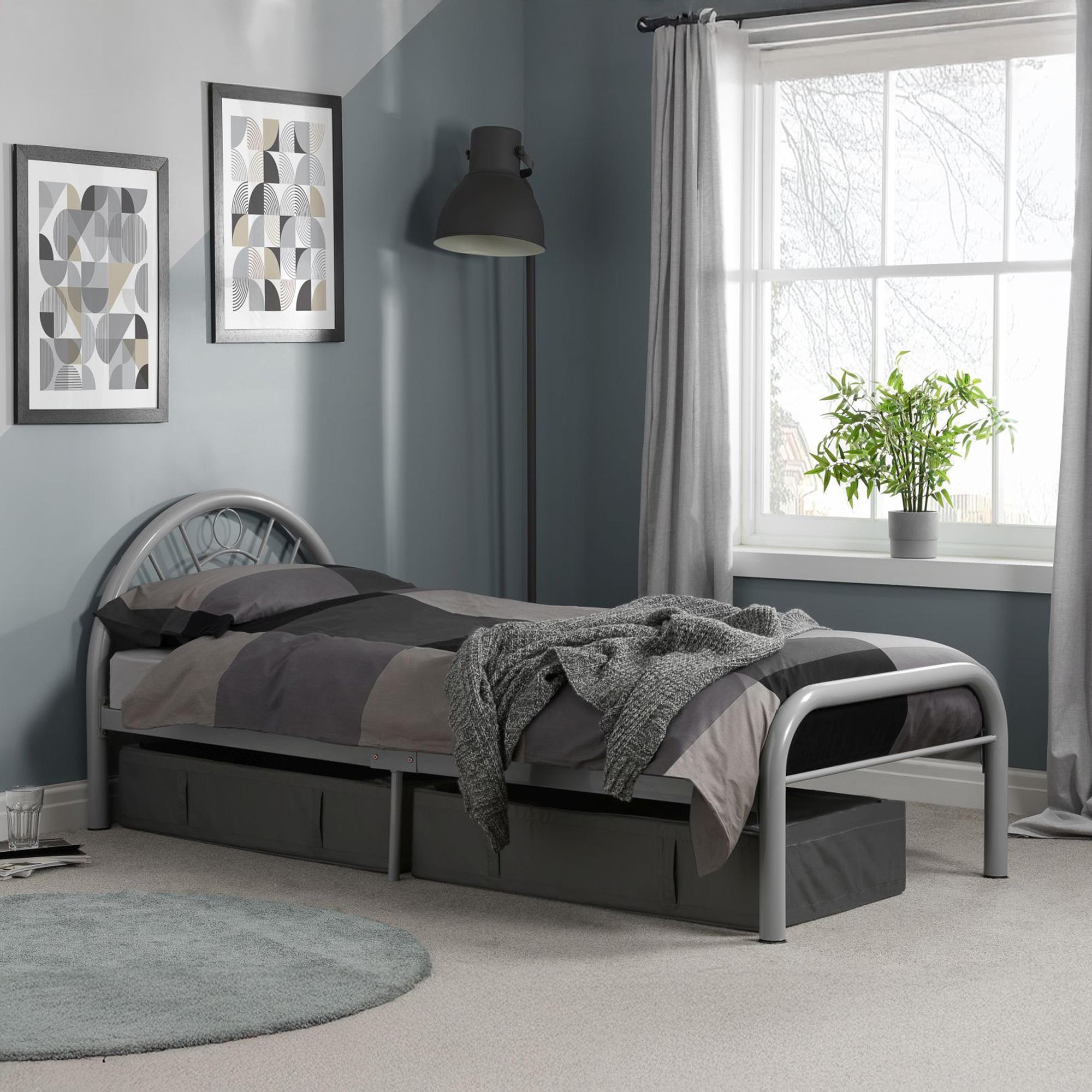 Solo Silver 3ft Single Metal Bed Frame