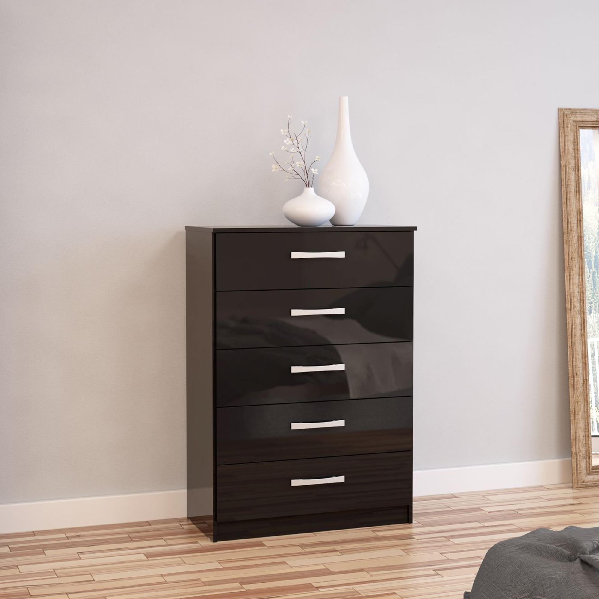 Lynx Black 5 Drawer Chest