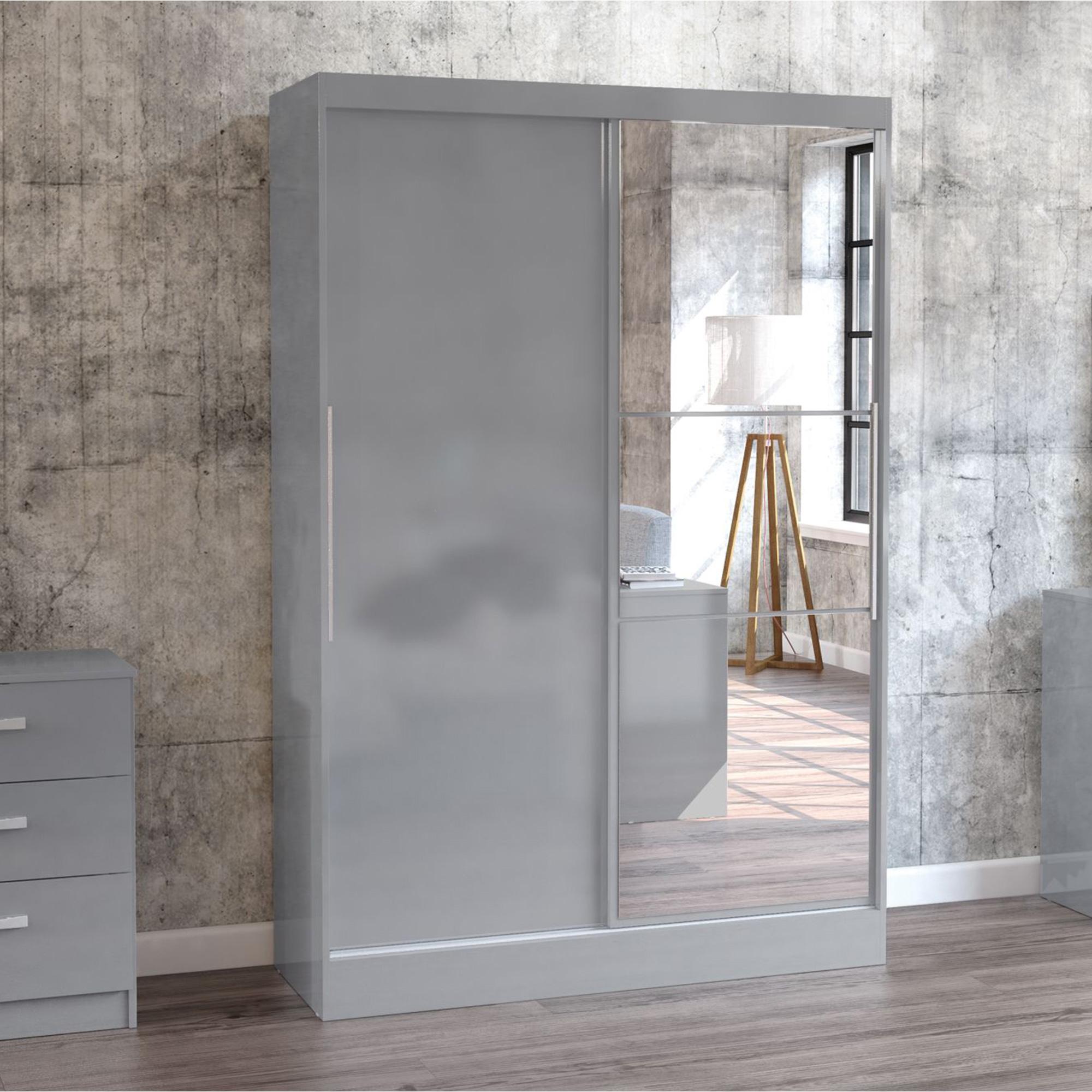 Lynx Grey 2 Door Sliding Mirrored Wardrobe