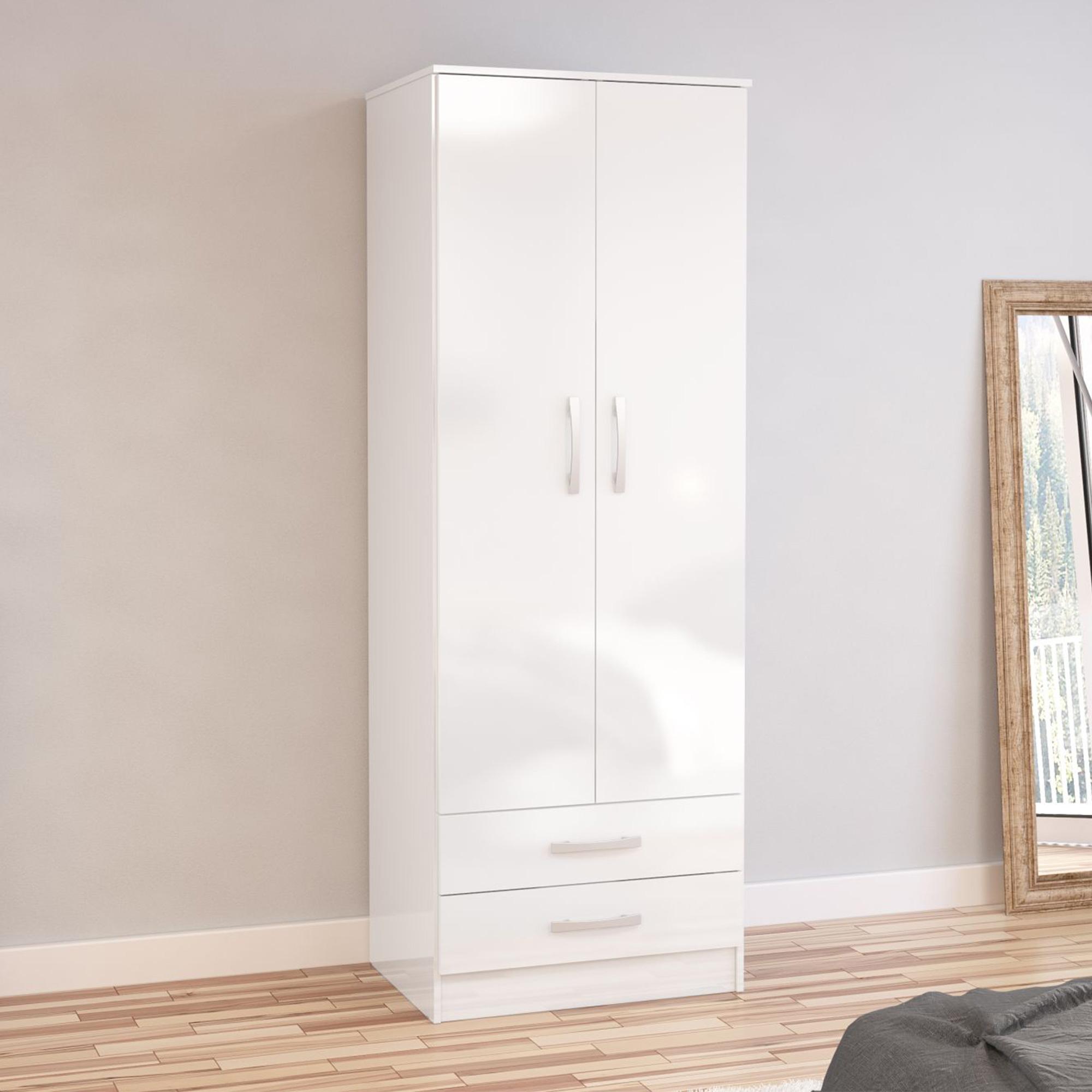 Lynx White Gloss 2 Door 2 Drawer Double Wardrobe