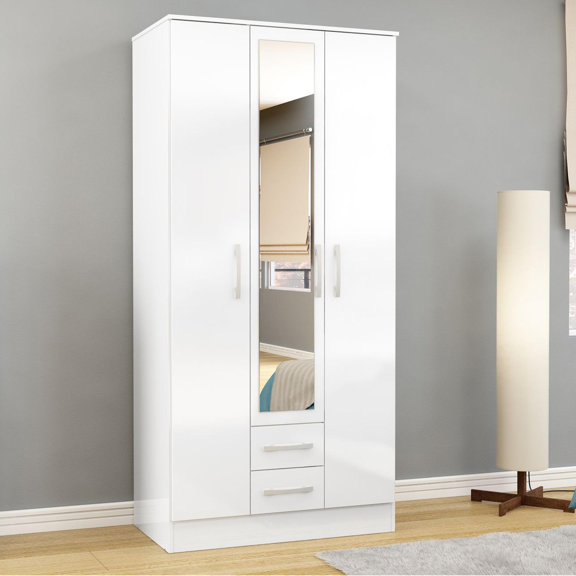 Lynx White Gloss 3 Door Combi Wardrobe