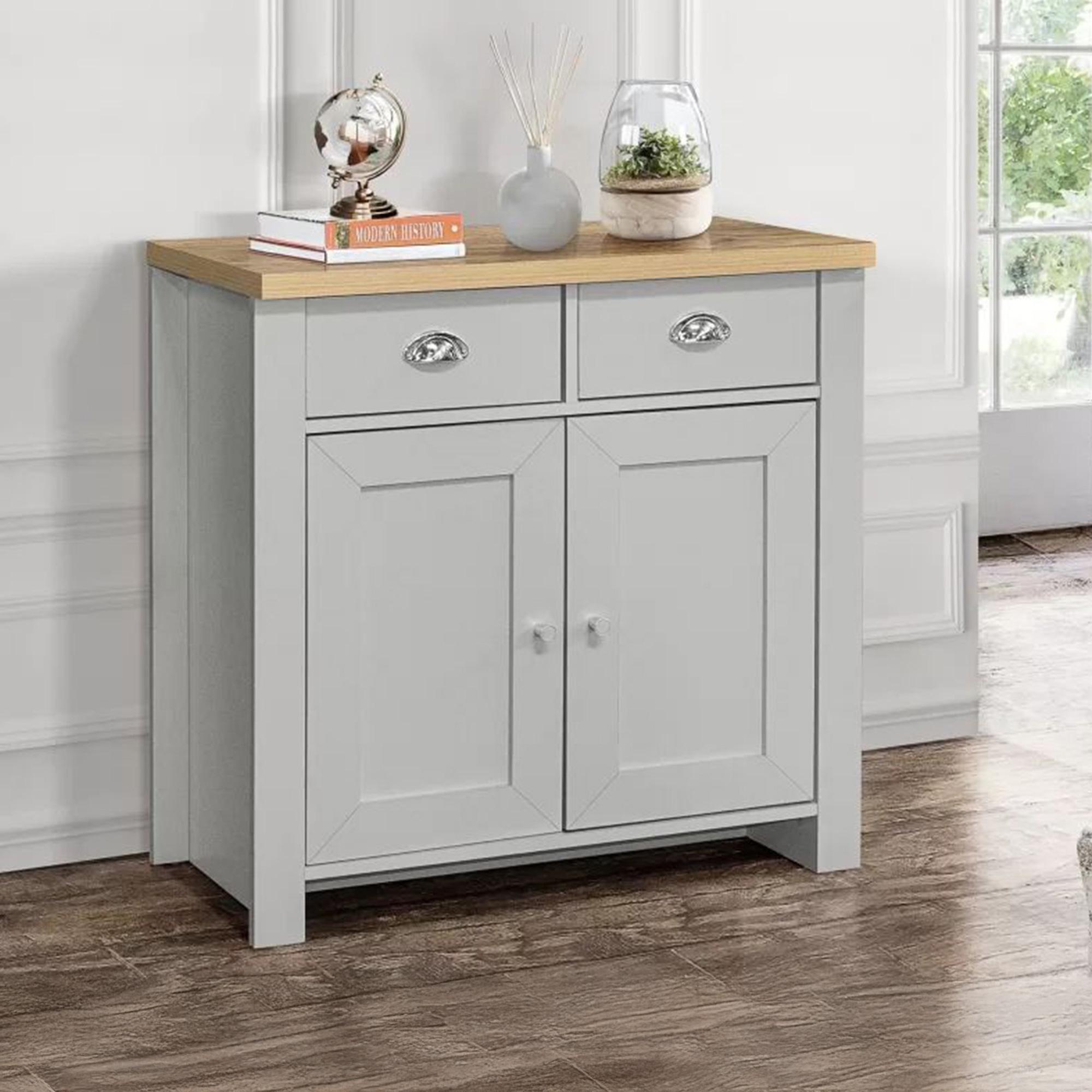 Highgate Grey and Oak Effect Small Sideboard - 2 Doors