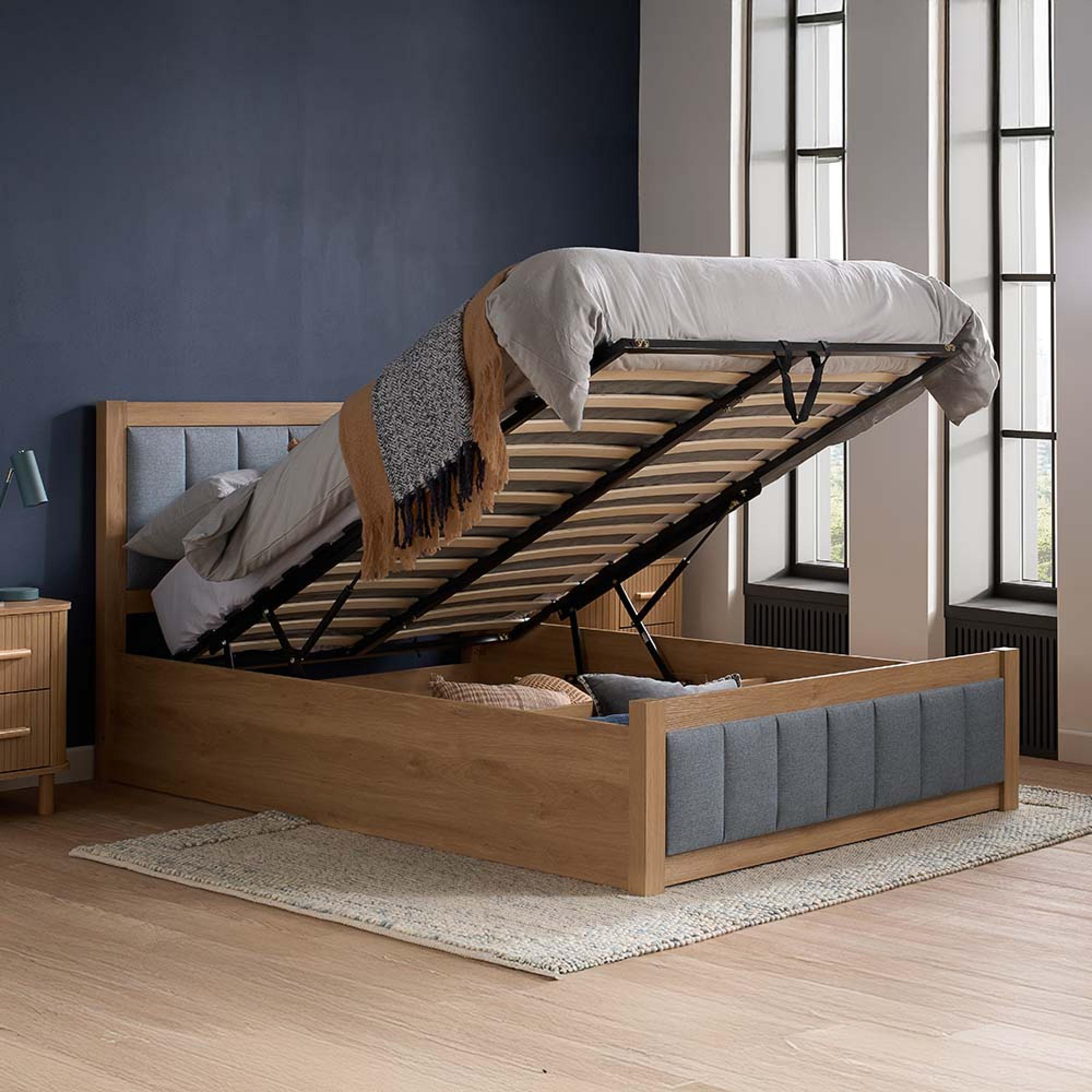 Belmont Grey and Oak Ottoman Storage Bed - Sizes Available