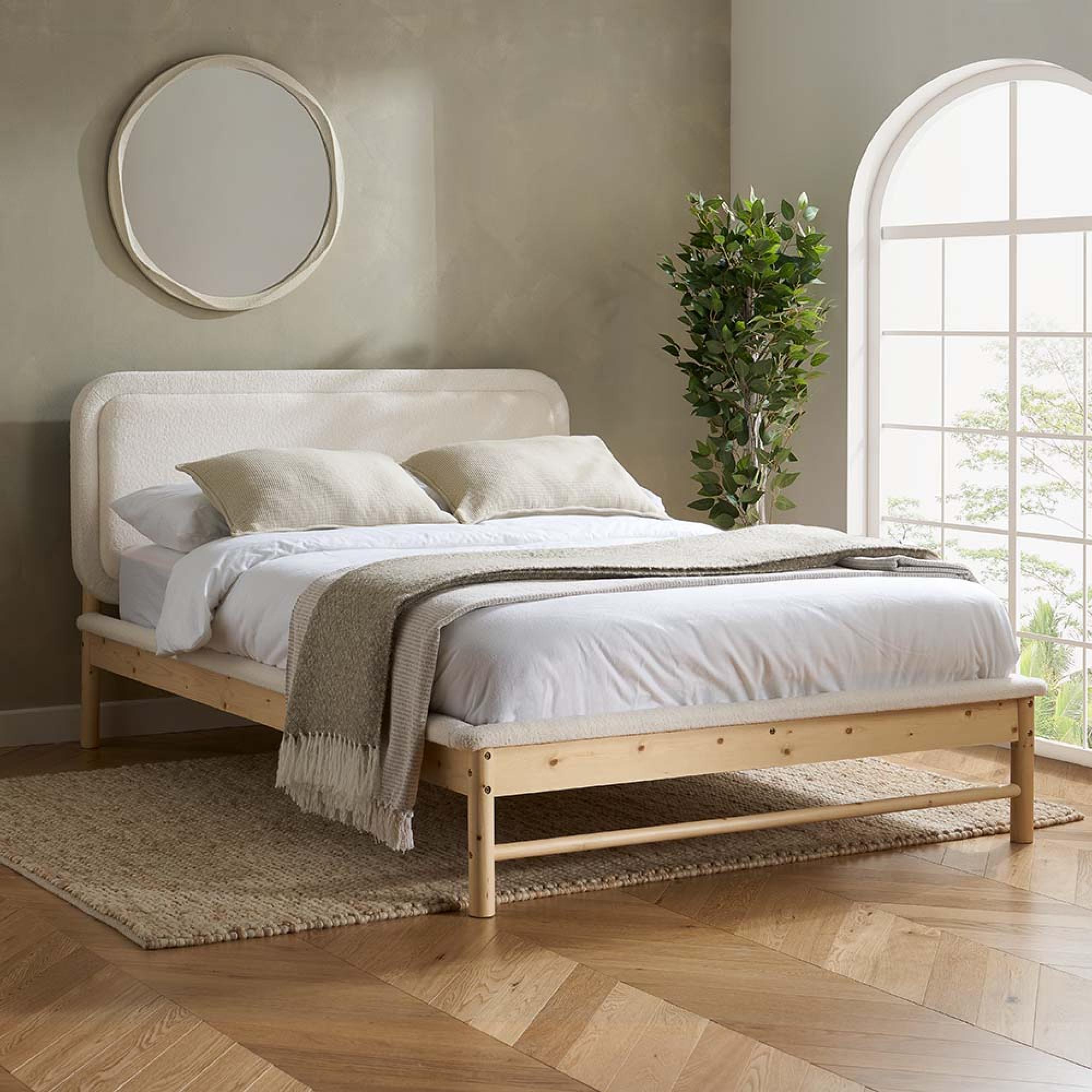 Emmi White Fabric Bed - Sizes Available