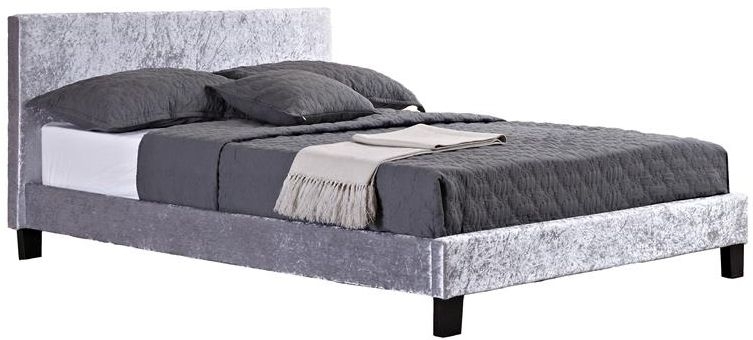 Berlin Steel Crushed Velvet Fabric Bed