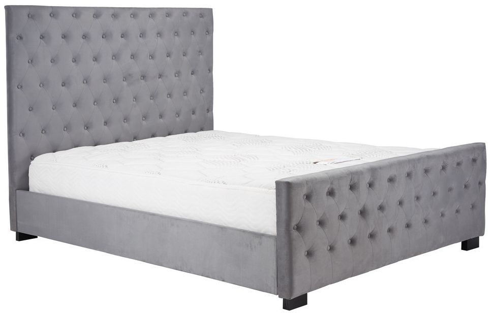 Marquis Grey Velvet Fabric Bed - Sizes Available