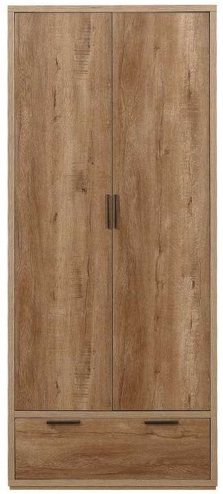 Stockwell Rustic Oak Effect 2 Door Wardrobe - 1 Drawer