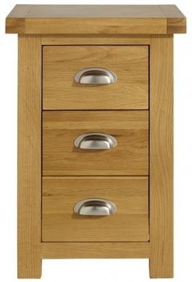 Woburn Rustic Oak Tall Bedside Cabinet - 3 Drawers