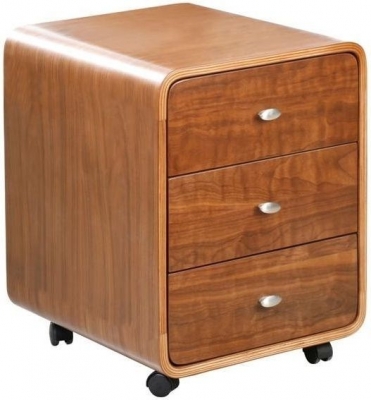 Product photograph of Jual Curve Walnut 3 Drawer Pedestal Pc201 3dr from Choice Furniture Superstore