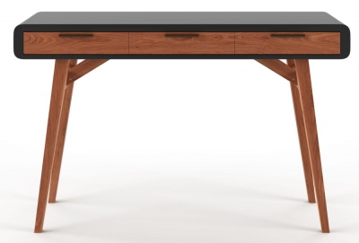 Product photograph of Alphason Pevensey Black High Gloss And Oak Writing Desk from Choice Furniture Superstore