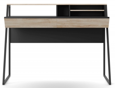 Product photograph of Alphason Salcombe Oak And Black Writing Desk from Choice Furniture Superstore