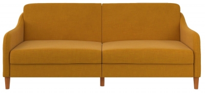 Product photograph of Alphason Jasper Mustard Linen Fabric 2 Seater Sprung Sofa Bed - Linen - 2148329uk from Choice Furniture Superstore