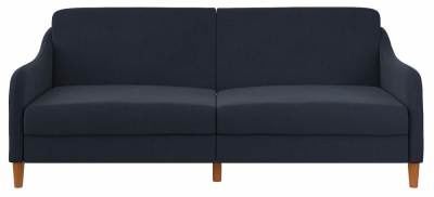 Image of Alphason Jasper Navy Blue Linen Fabric 2 Seater Sprung Sofa Bed - Linen