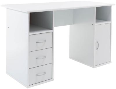 Alphason Maryland White 1 Door 3 Drawer Office Desk