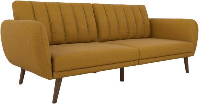 Alphason Novogratz Brittany Mustard Linen Futon Sofa Bed