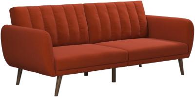 Alphason Novogratz Brittany Orange Linen Futon Sofa Bed