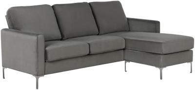 Alphason Novogratz Chapman Grey Velvet Sectional Sofa