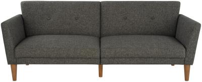 Alphason Novogratz Regal Grey Linen Futon Sofa Bed