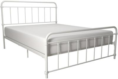 Alphason Wallace White Metal Bed Comes In Single Double And King Size