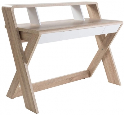 Product photograph of Alphason Aspen Light Oak Trestle Desk from Choice Furniture Superstore