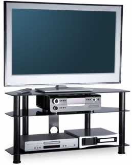 Product photograph of Alphason Essential Black Glass Tv Unit For 45inch from Choice Furniture Superstore
