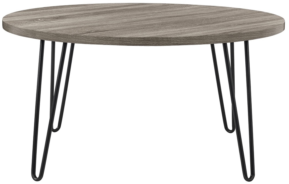Alphason Owen Retro Round Coffee Table in Grey Oak - 3615307COMUK